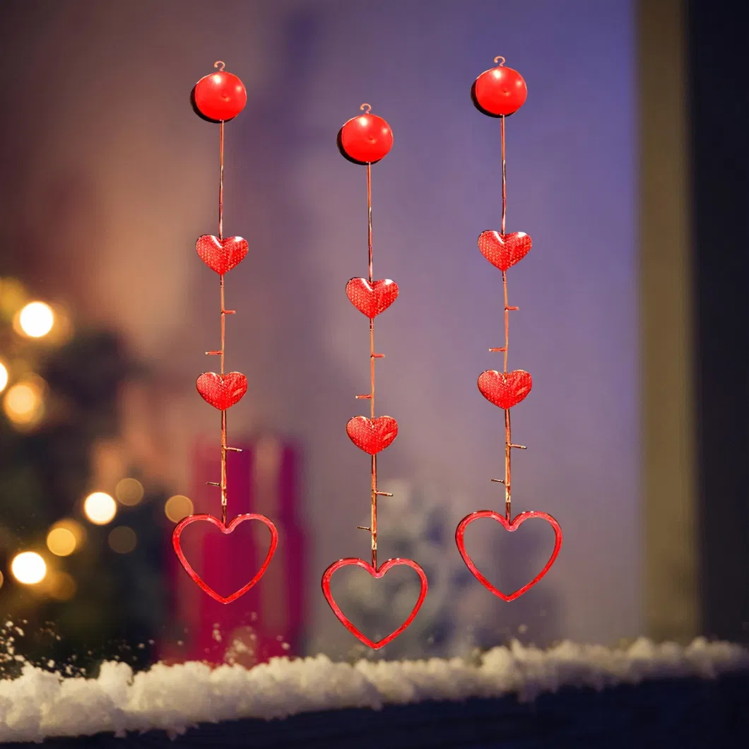 Tiktok Valentine′s Day Gift Ideas Suction Cup Glass Curtain Decoration String Lights