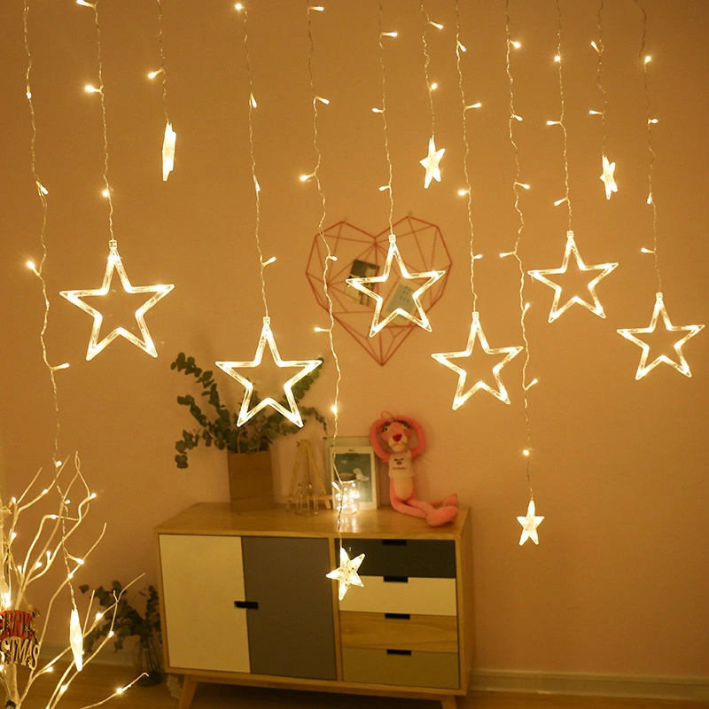 LED Star Curtain Light Window String Fairy Lights for Christmas Wedding Decoration Lights for Home