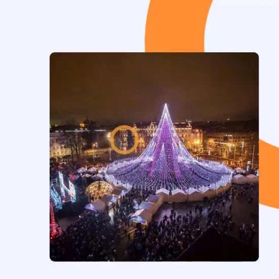 Albero di Natale gigante artificiale da 10 m e luci a LED per decorazioni quadrate