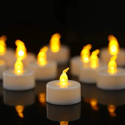 24 luci da tè a LED tremolanti a forma di candela bianca calda senza fiamma per decorazioni per la casa