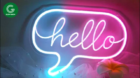 Fabbrica di silicone bianco Hello Neon Sign Luce al neon acrilica trasparente 5V USB LED con dimmer per la decorazione del negozio domestico